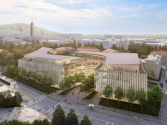 Aerial rendering of the Barbara and Gerson Bakar Gateway Building at UC Berkeley