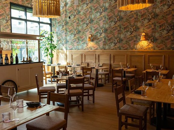 The dining room at Casa Sofia in San Francisco&rsquo;s South Beach