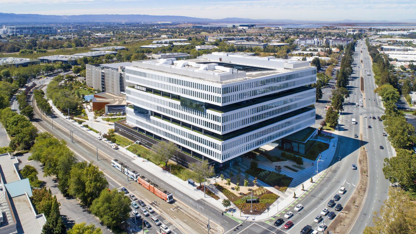 Aerial view of the Samsung American Headquarters campus in San Jose